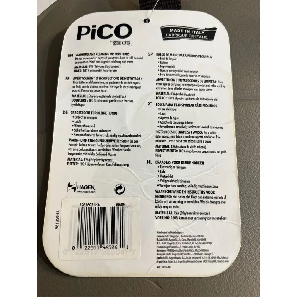 Zeus Pico Tote Bag Dogs Up To 17 pounds Brown Small Dog Carrier Inside Clip